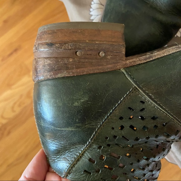 Moma Italian Leather Boots Rustic Green 38.5 - Picture 8 of 9